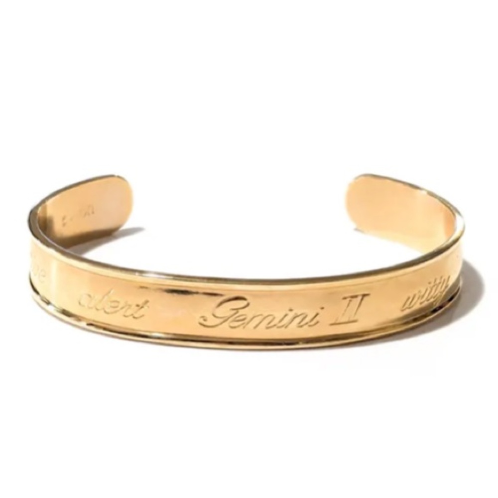 Vintage 70s Avon Gold Gemini Zodiac Horoscope Cuff Bracelet